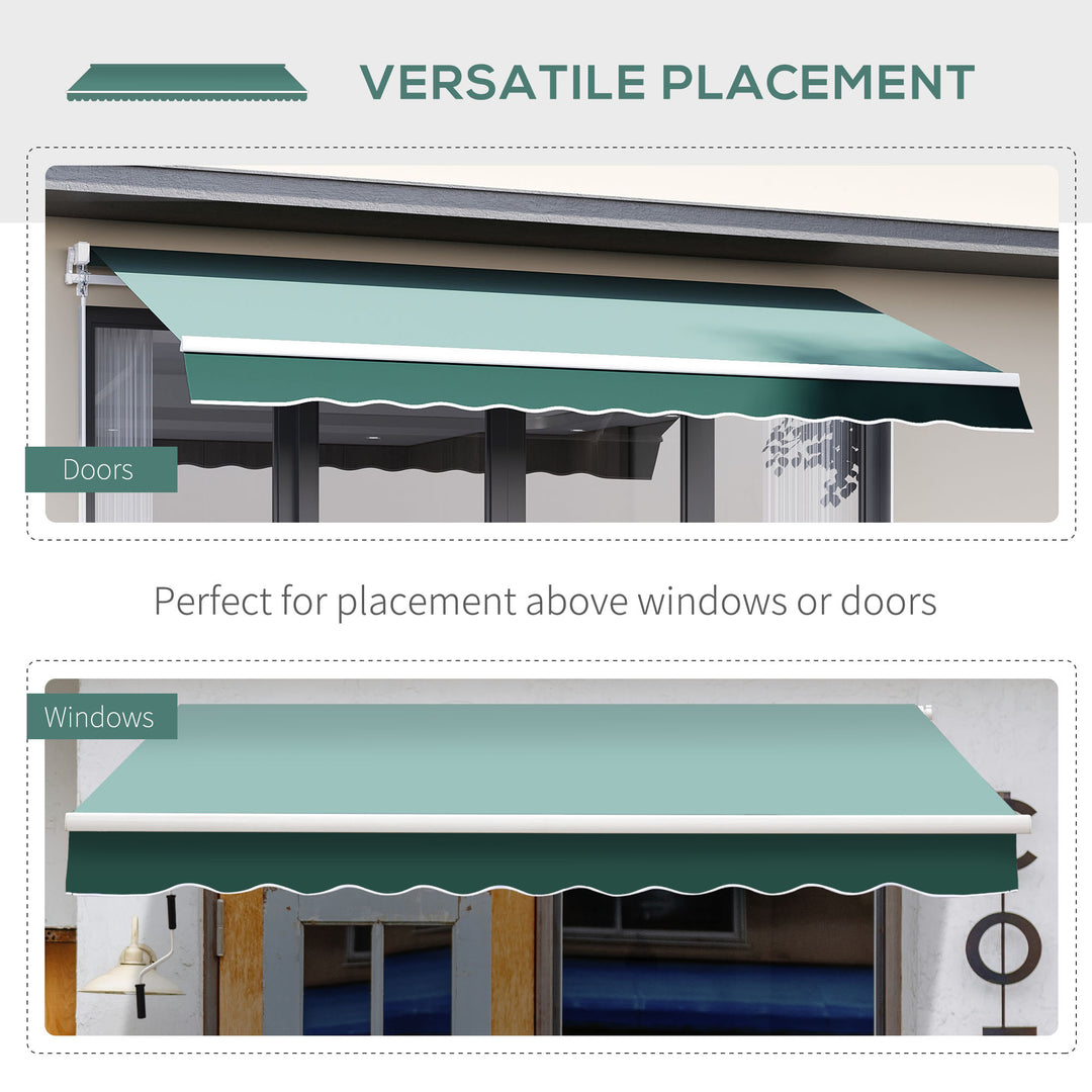 Outsunny Manual Retractable Garden Patio Awning, Sun Shade Shelter with Winding Handle, 2.5m x 2m, Green