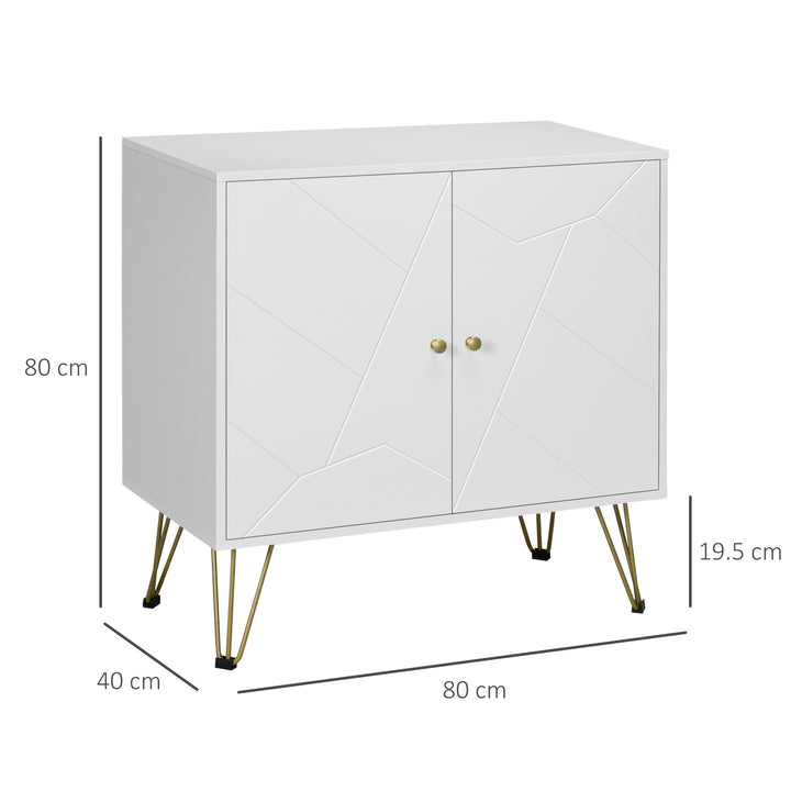 HOMCOM Slim Sideboard Cabinet, Storage with Golden Hairpin Legs 3-Level Adjustable Shelves for Living Room Dining Room Hallway, White | Aosom UK