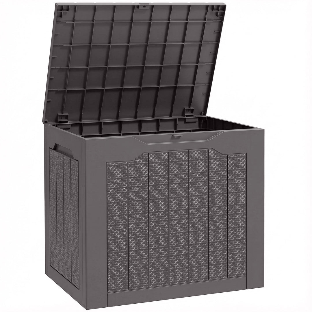 93L Plastic Garden Storage Box, Outdoor Storage Box with Handles, Waterproof Outdoor Storage Container