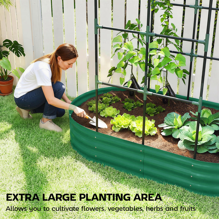 Galvanised Raised Garden Bed with Arched Trellis, 5 x 3 x 6ft Metal Ra