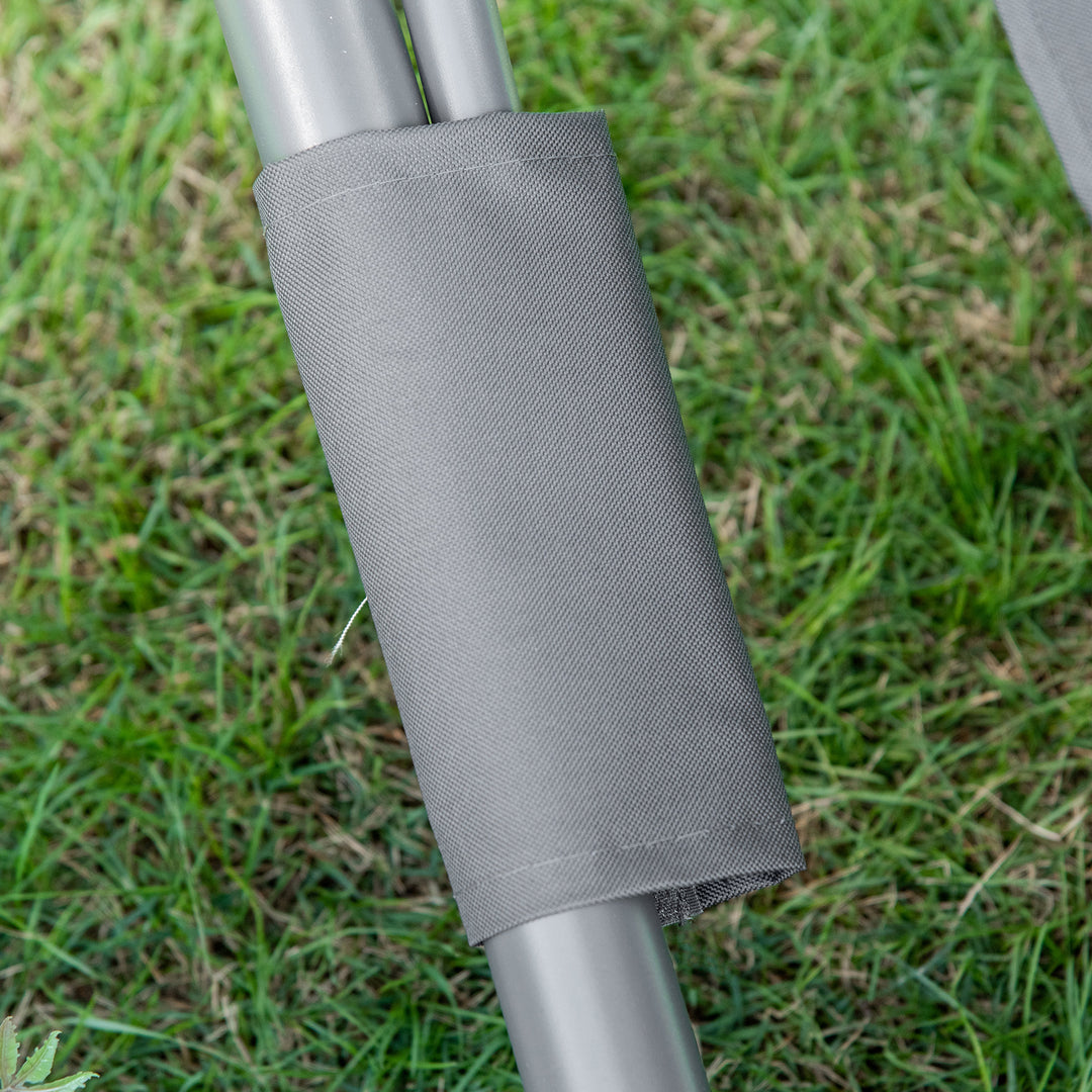 MCL Double Sun Lounger with Adjustable Detachable Canopy, Portable Garden Daybed for 2 with Wheels, Outdoor Sunbed Hammock with 2 Pillows, 220 KG Max. Load, Grey