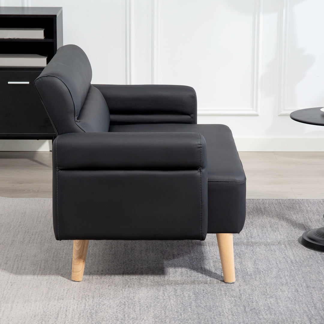 Small Faux Leather 2 Seater Sofa Settee - Black