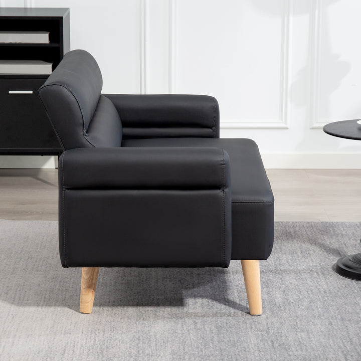 Small Faux Leather 2 Seater Sofa Settee - Black