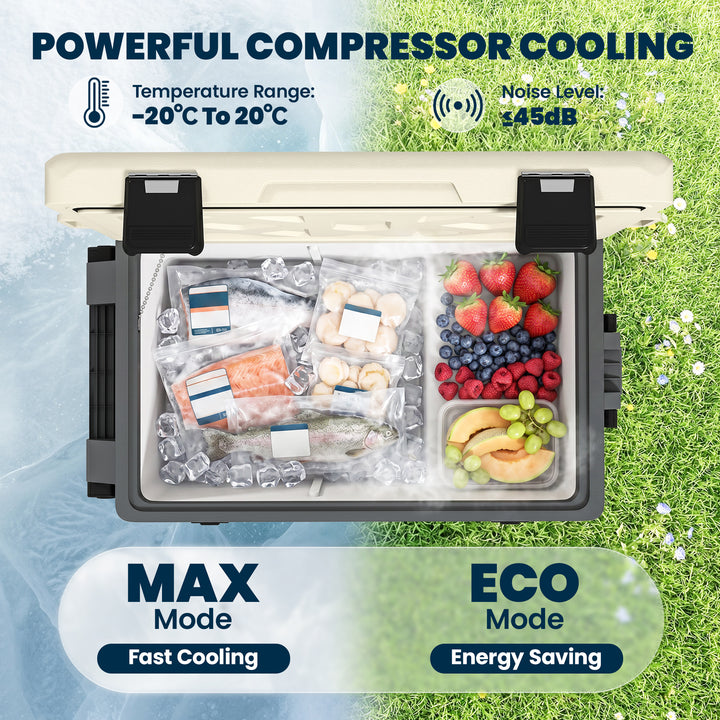 42.5L Compressor Car Fridge Freezer, Camping Refrigerator with App Con