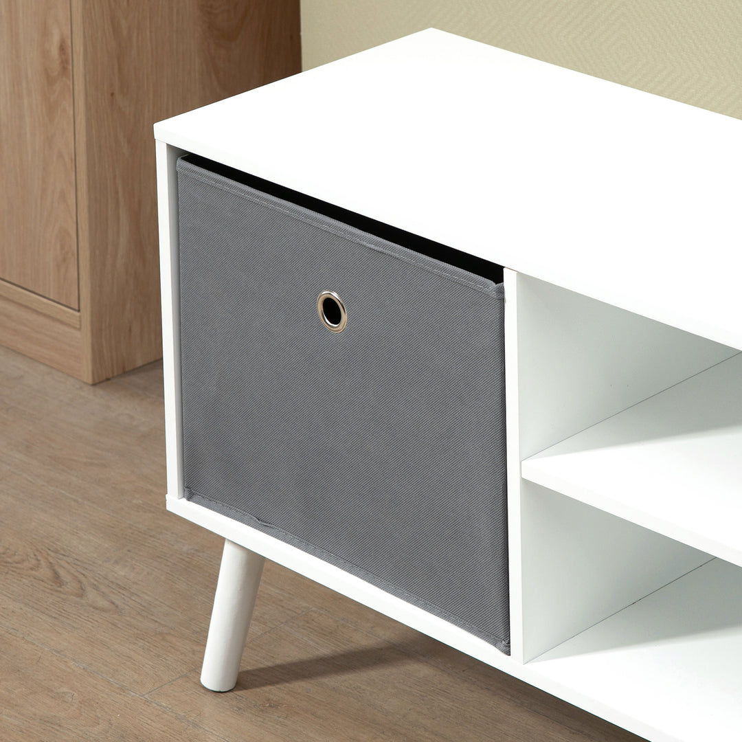 TV Cabinet Stand Unit for TVs up to 50'' with Foldable Drawers, Entertainment Centre for Living Room White