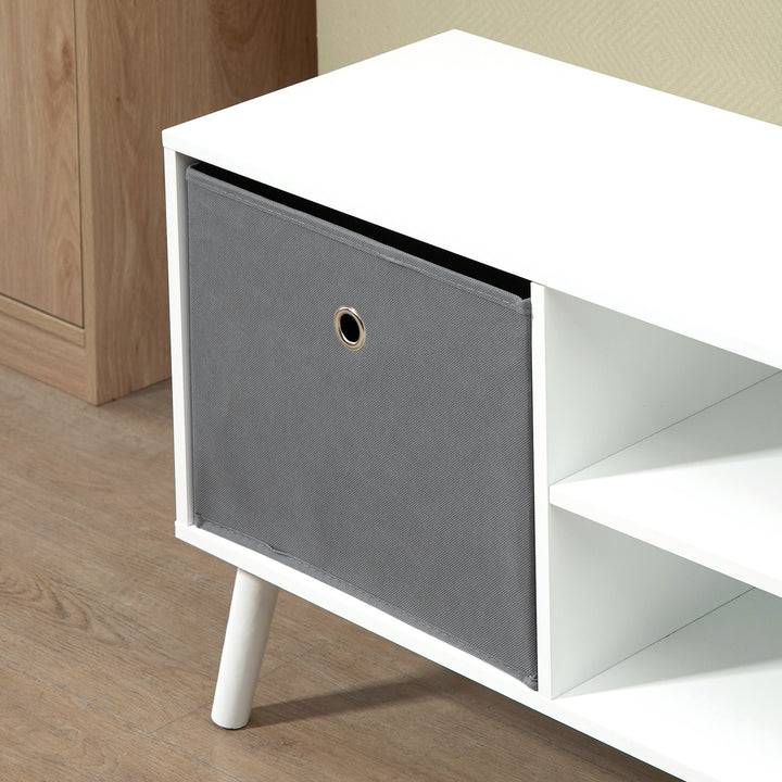 TV Cabinet Stand Unit for TVs up to 50'' with Foldable Drawers, Entertainment Centre for Living Room White