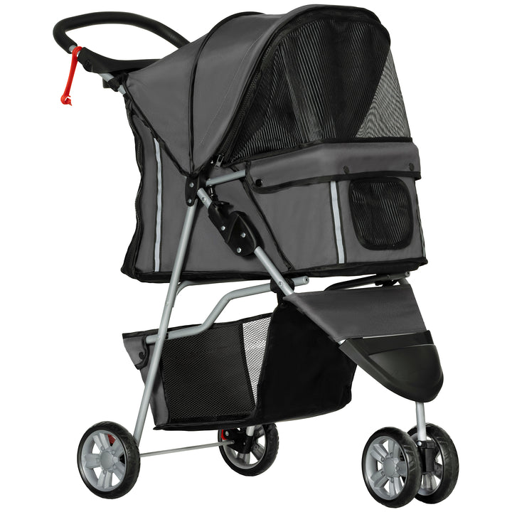 PawHut 3 Wheel Pet Stroller for Small and Miniature Dogs, Charcoal Grey | Aosom UK