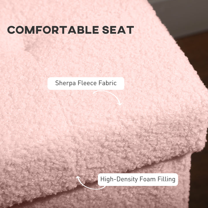 Foldable Sherpa Fleece Storage Ottoman - Pink