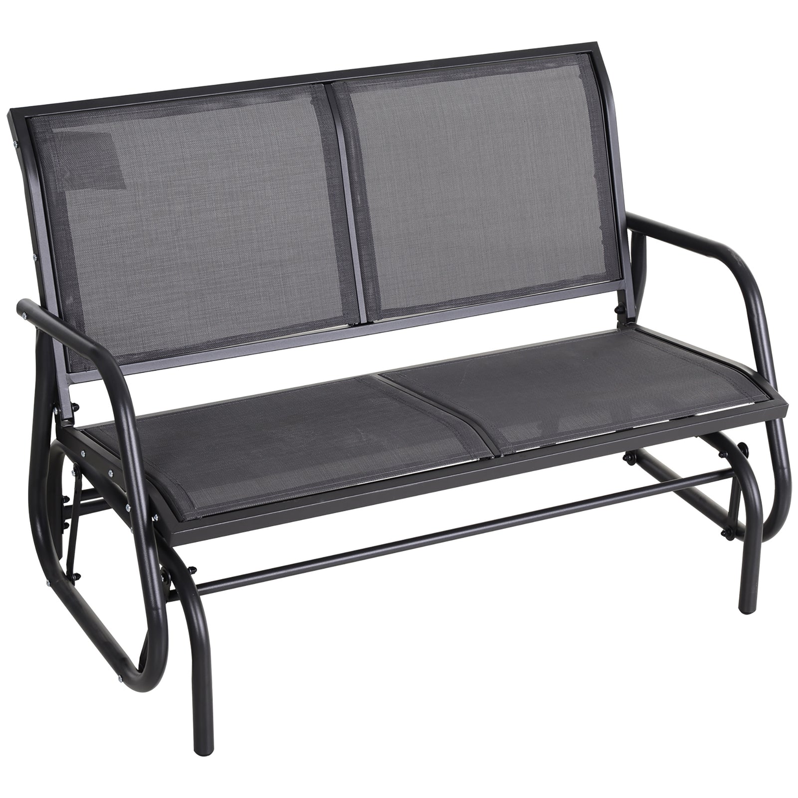 2-Person Outdoor Glider Bench Patio Double Swing Gliding Chair Loveseat w/Power Coated Steel Frame for Garden Patio Porch, Grey
