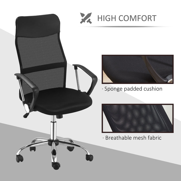 HOMCOM Ergonomic Office Chair Mesh Chair with Adjustable Height Tilt Function Black | Aosom UK