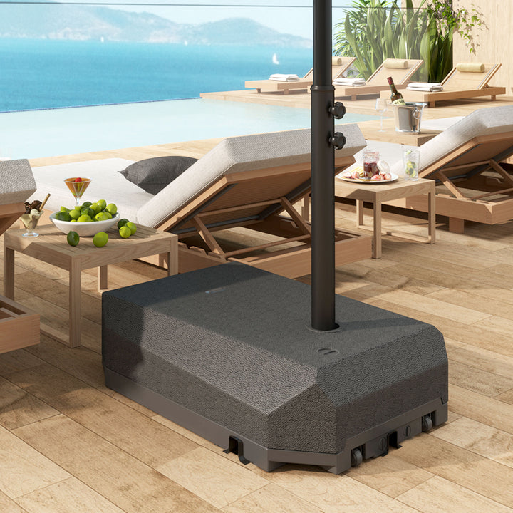 Parasol Base Plastic Umbrella Stand for Cantilever Parasol with Wheels, Heavy Duty Umbrella Stand, Water/Sand Filled