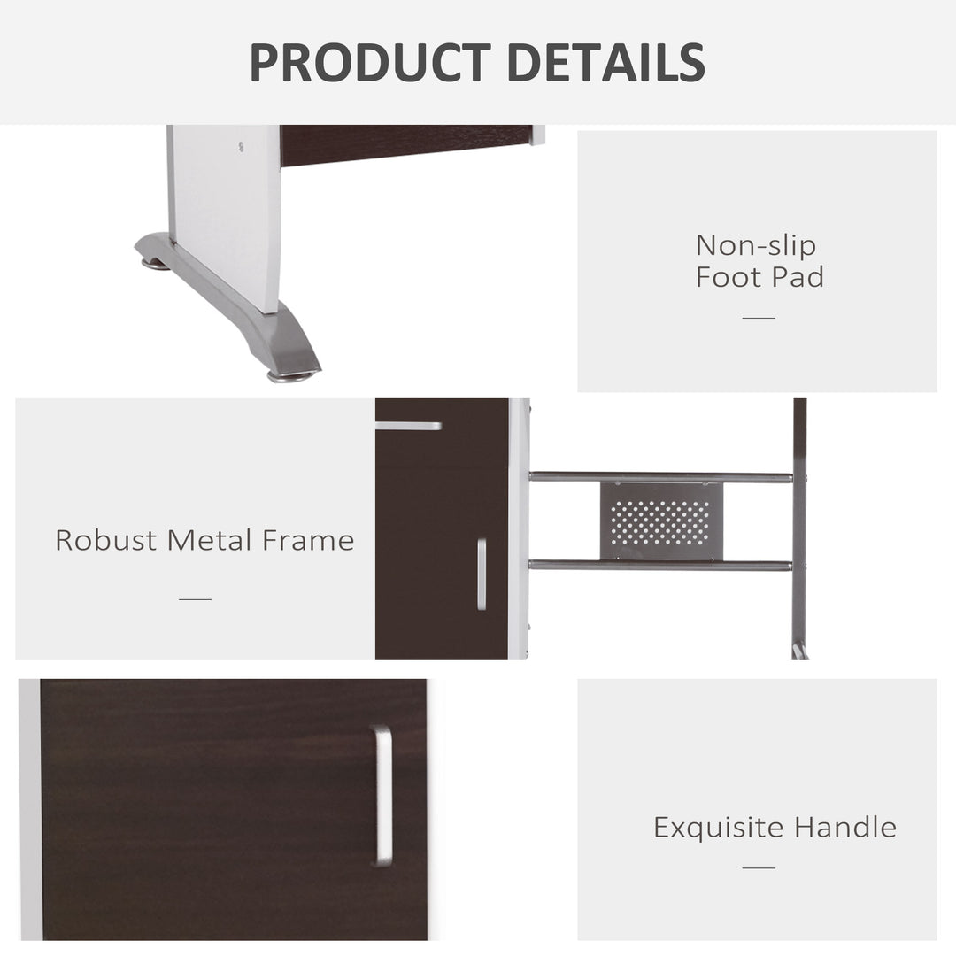 Computer Desk with Sliding Keyboard Tray, Storage Drawers and Host Box Shelf, Home Office Desk, Study Workstation, 100 x 52 x 75cm, Black Walnut