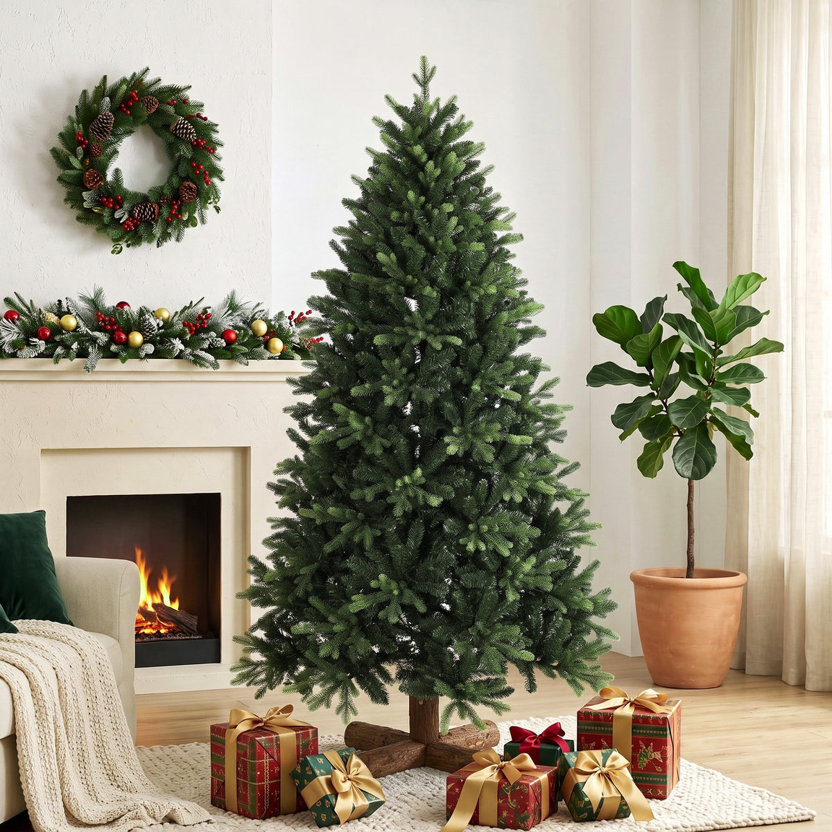 Artificial Christmas Tree, Hinged Xmas Tree with 2419 PE & PVC Branch - view 2