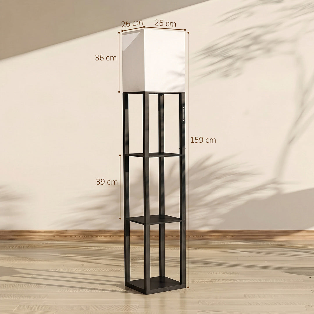 Floor Lamp with Shelves, Modern Dimmable Standing Lamp with Fabric - view 3
