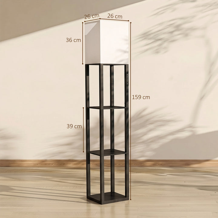 Floor Lamp with Shelves, Modern Dimmable Standing Lamp with Fabric - view 3