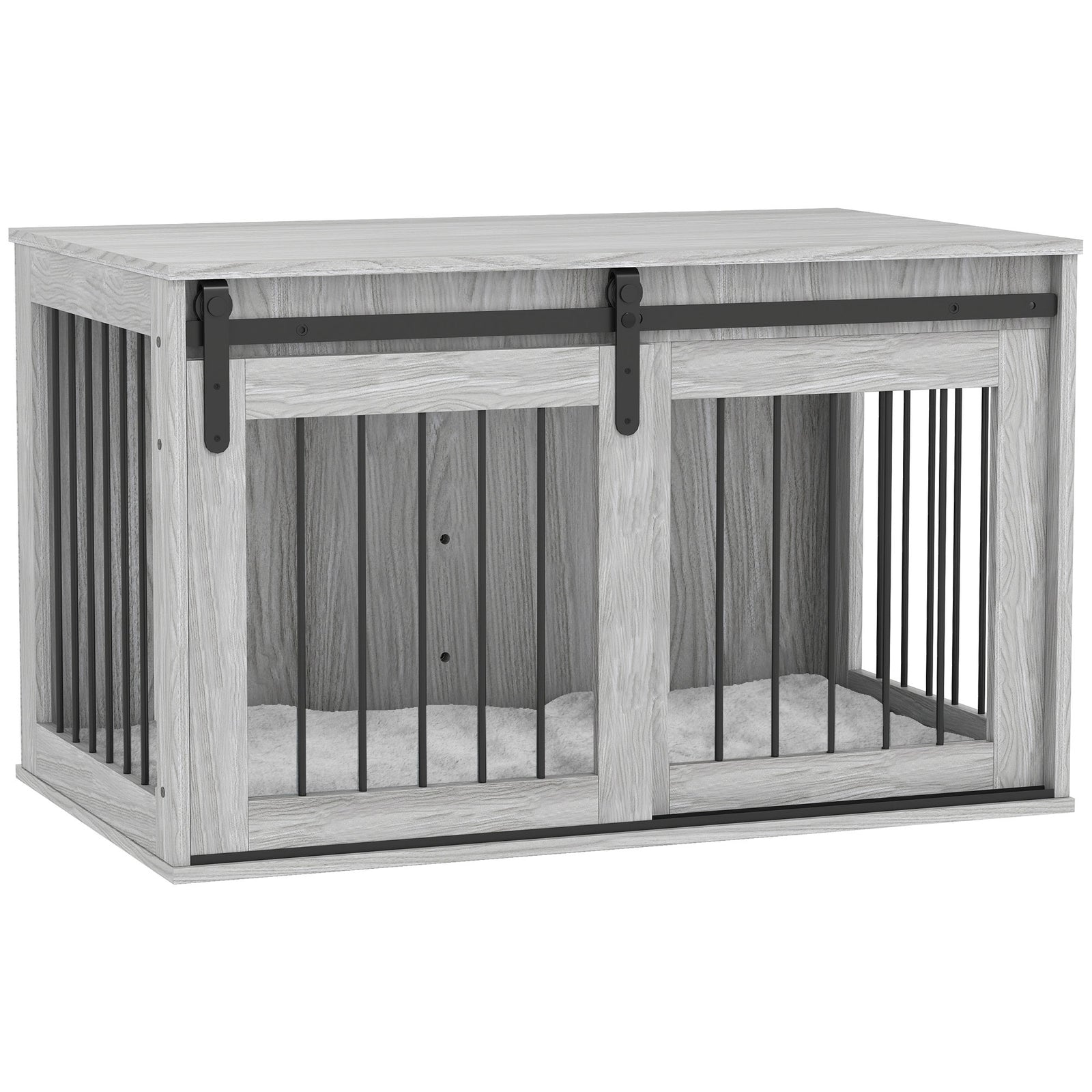 98cm Dog Crate Furniture with Removable Cushion for Large Dogs - Grey