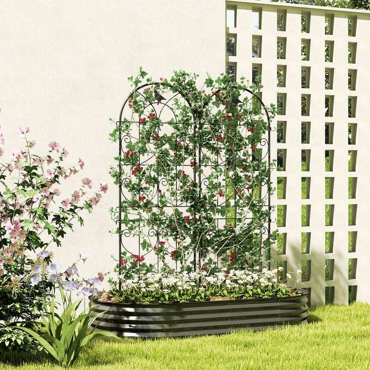 Set of 2 Garden Trellis, Metal Fence Panels for Climbing Outdoor Plants, Flowers, 150 x 50cm