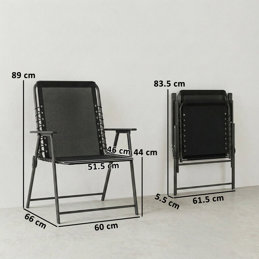 Folding Garden Chairs Set of 4, Outdoor Dining Chairs with Wide Textel
