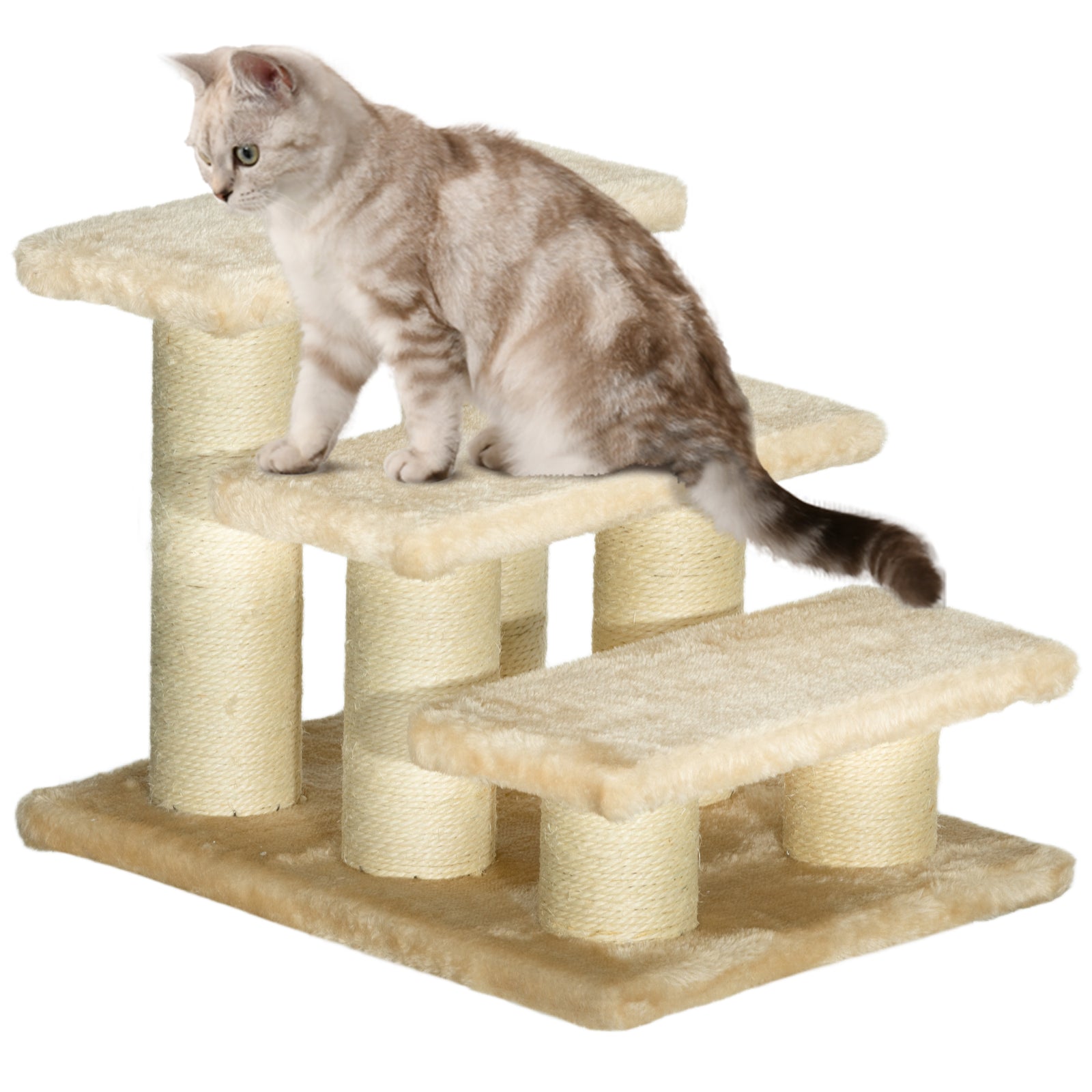 Pet Stairs 3-step Pet Ladder Cat dog Stairs Climb Ladder Cat Tree, Beige