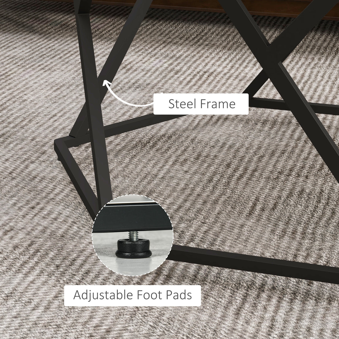 Hexagonal Coffee Table with High Gloss Marble Effect Table Top, Modern Cocktail Table with Steel Frame for Living Room, White