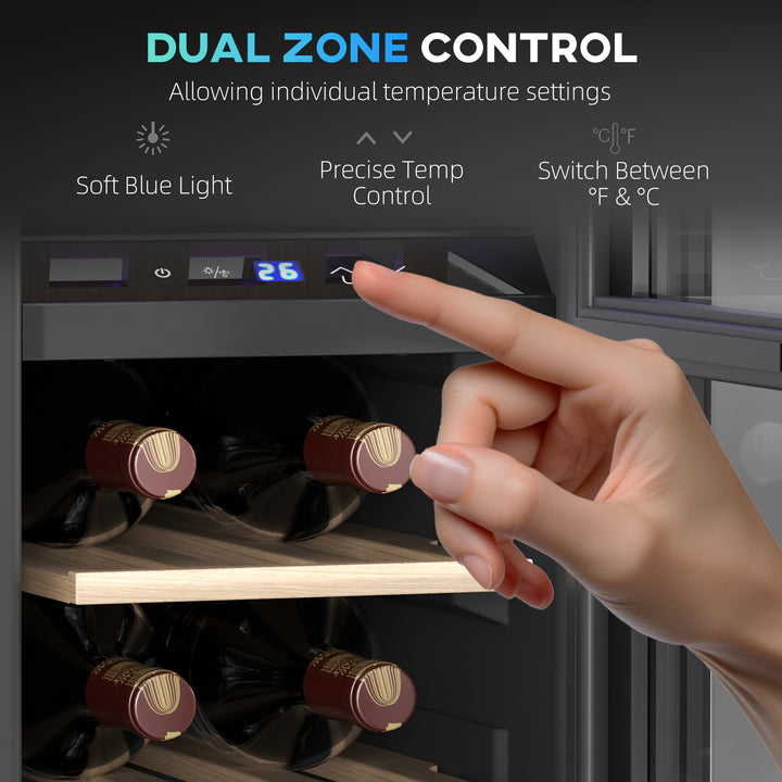 16 Bottle Dual Zone 5-18℃ Wine Fridge - Black