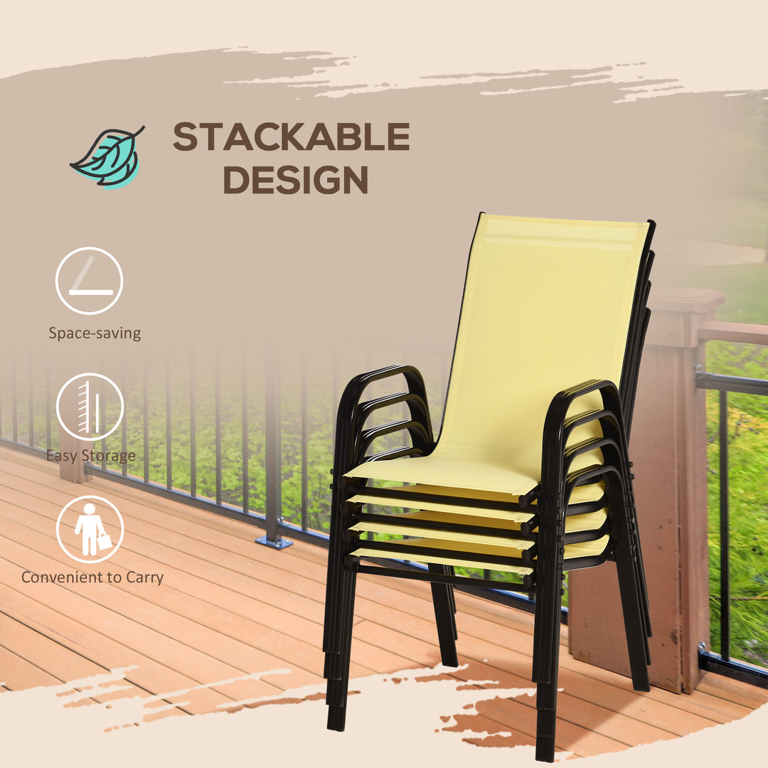 Set of Four Stackable Mesh Seat Chairs - Beige