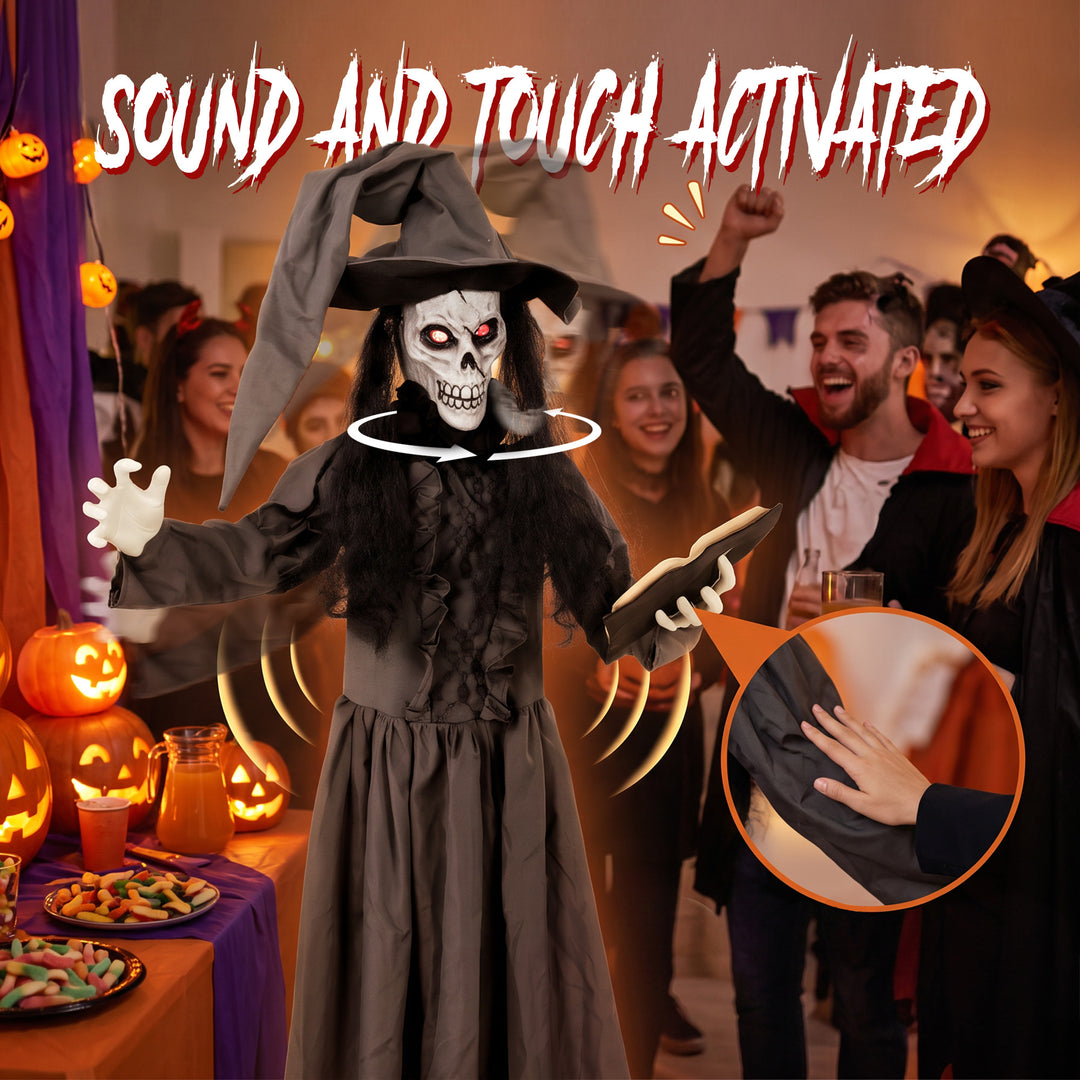180cm Life Size Animated Witch Halloween Decorations Outdoor Indoor, S