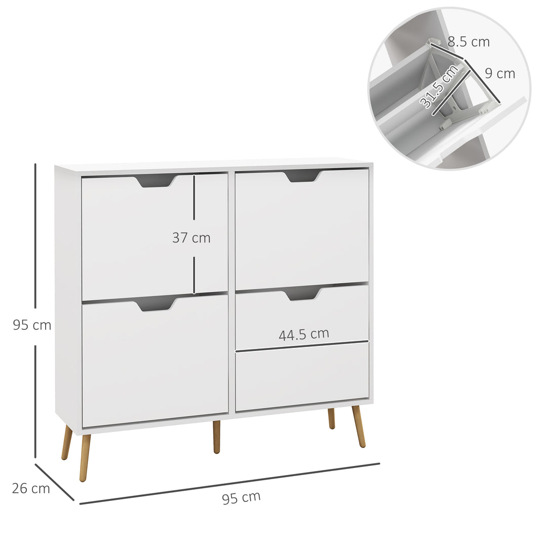 Shoe Storage Cabinet, 4 Flip Drawers, Shoe Organizer for 8-16 Pairs of Shoes, White
