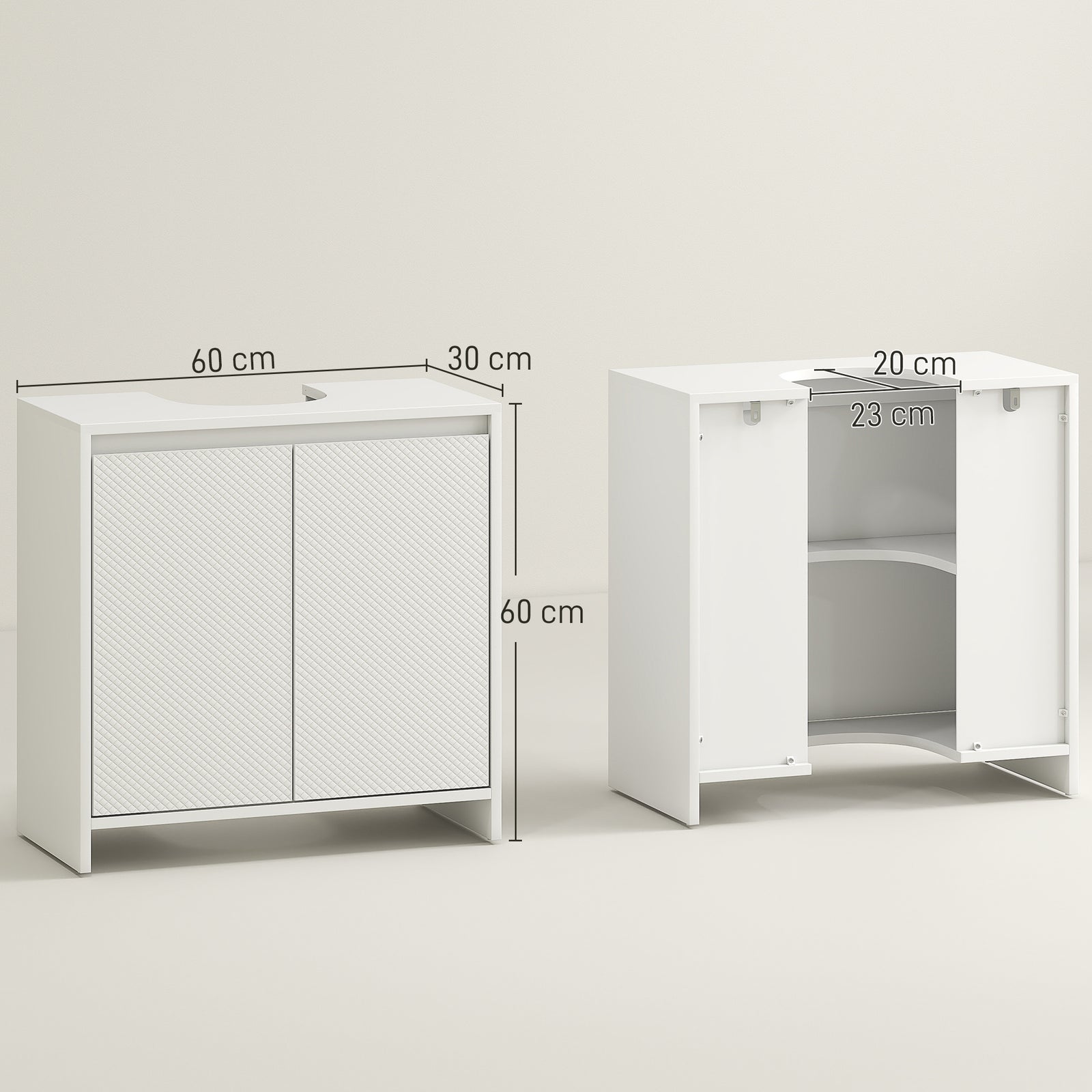 Under Sink Bathroom Cabinet, Freestanding Under Sink Cabinet with 2 Do