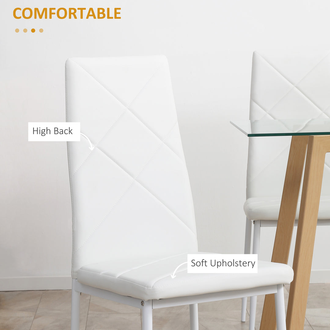 Set of 4 Faux Leather Dining Chairs - White