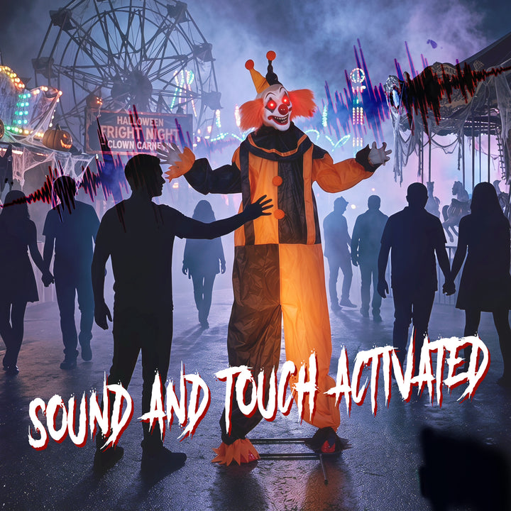 190cm Life Size Animated Clown Halloween Decoration, Scary Halloween A