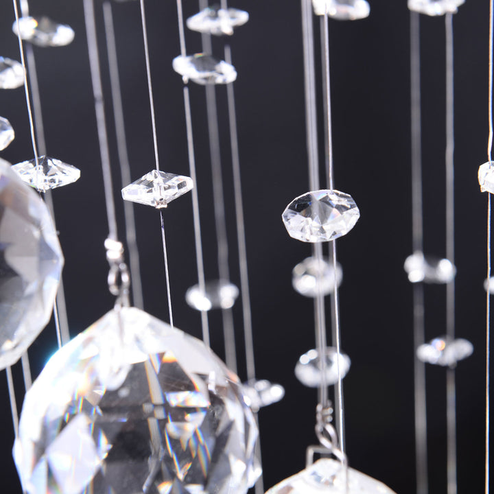 Modern Crystal Chandelier Ceiling Light Pendant Lamp Chrome Finish Glass Droplets New, Ф30 x 120cm