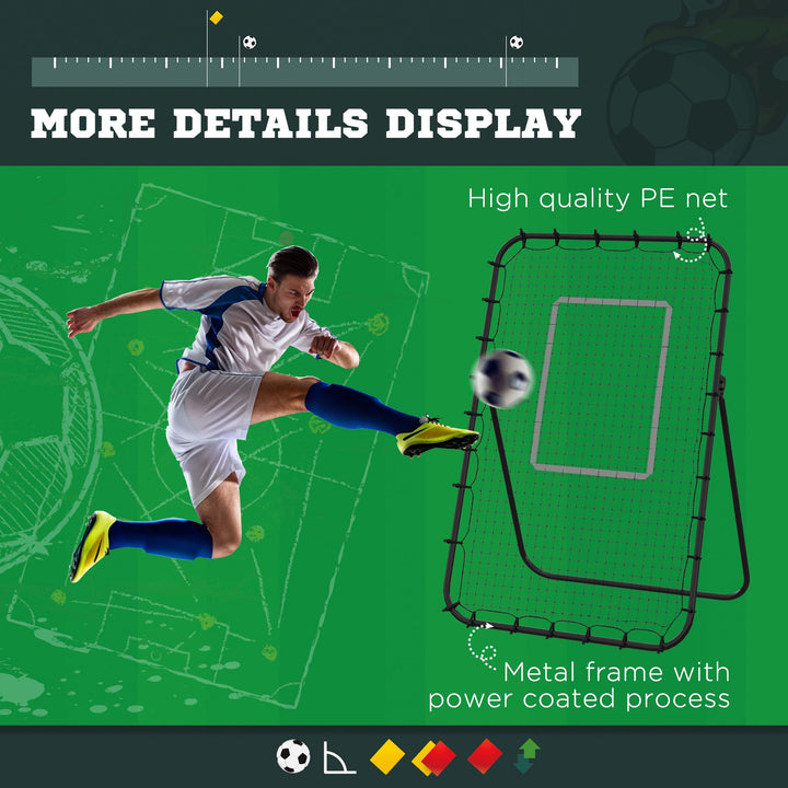 Foldable Football Rebounder Net, with Adjustable Angles - Black