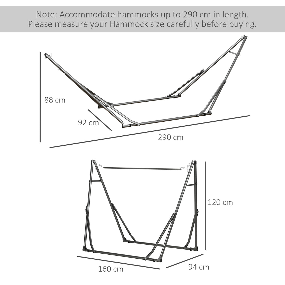 Foldable Hammock Stand, Portable Hammock with Metal Frame, 2 in 1 Hammock Net Stand, Clothes Drying Rack, Load Capacity 120kg, for Patio, Garden, Yard, Black