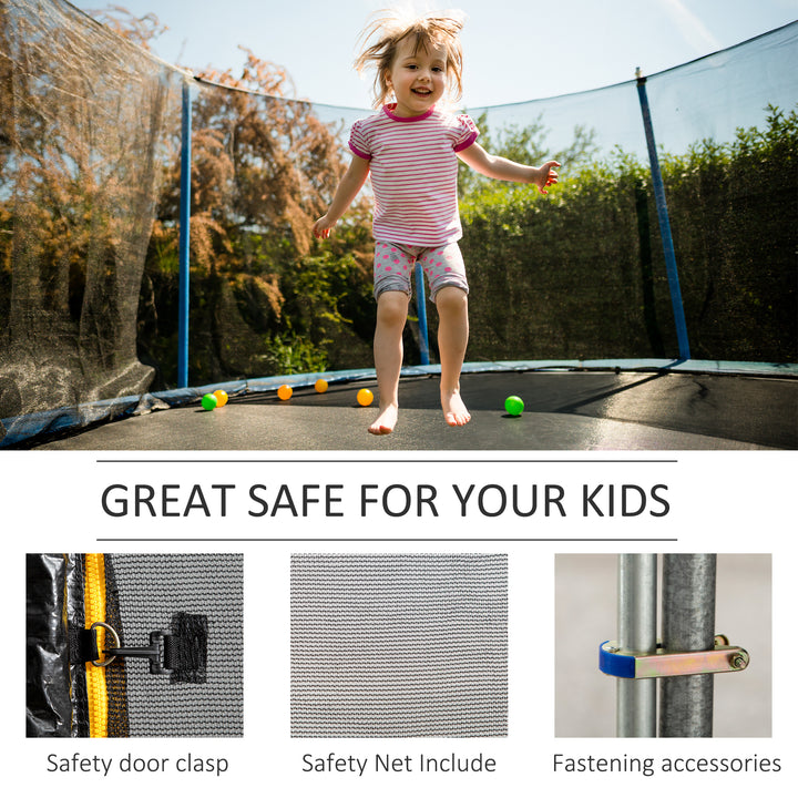 13ft Trampoline Net Replacement Safety Net Enclosure Net Spare w/ 8 Poles