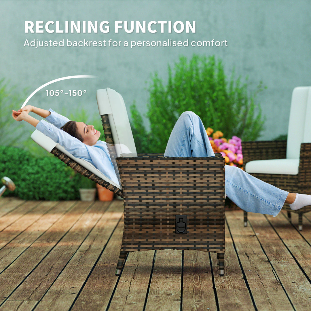 105°-150° Reclining Rattan Chair - Cream