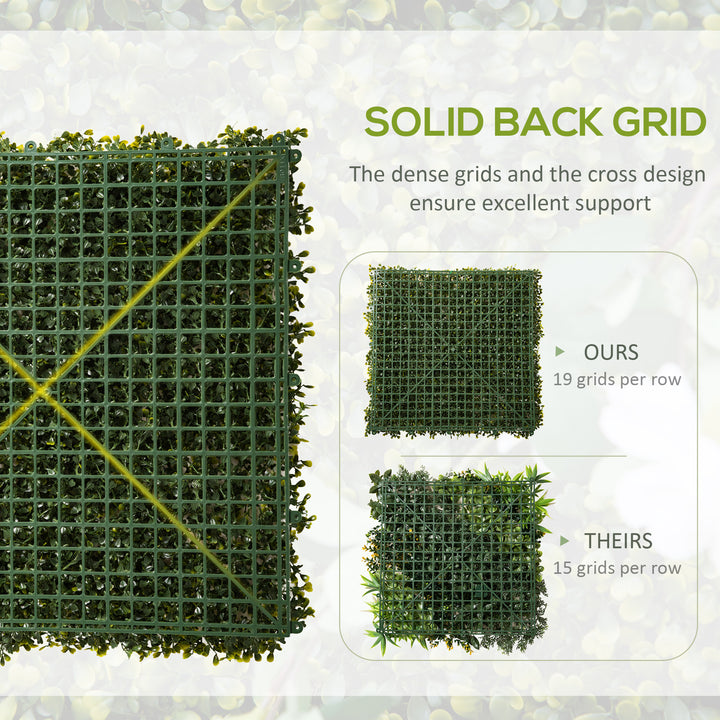 12PCS Artificial Boxwood Wall Panels 50cm x 50cm Grass Privacy Fence Screen Faux Hedge Greenery Backdrop Encrypted Milan Grass for Home Garden Backyard Balcony