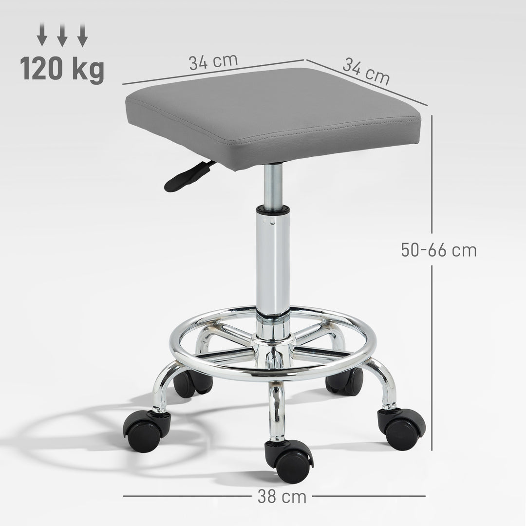 Faux Leather Padded Salon Stool - Grey