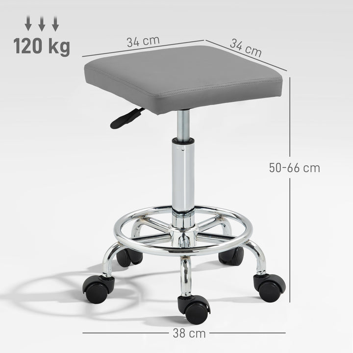 Faux Leather Padded Salon Stool - Grey