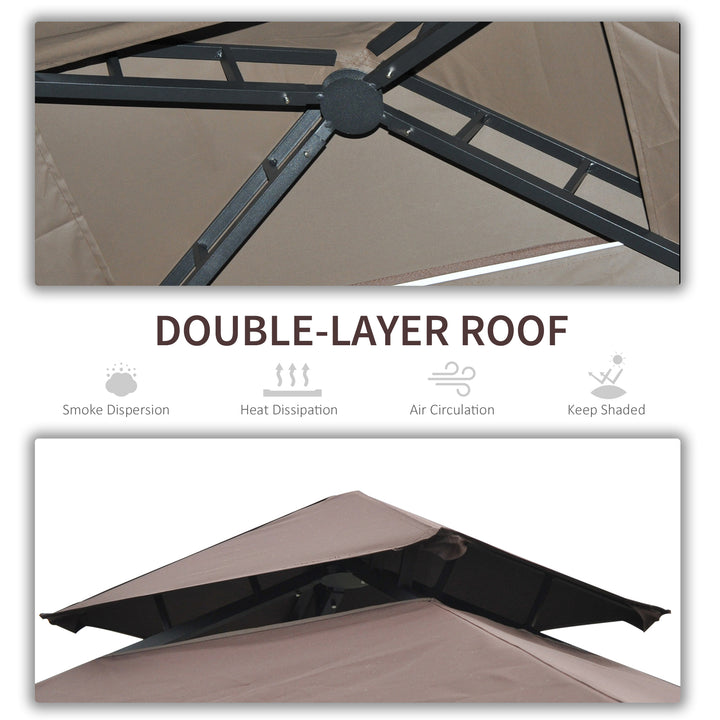 2.5 x 1.5m BBQ Tent Canopy Patio Outdoor Awning Gazebo Party Sun Shelter - Coffee