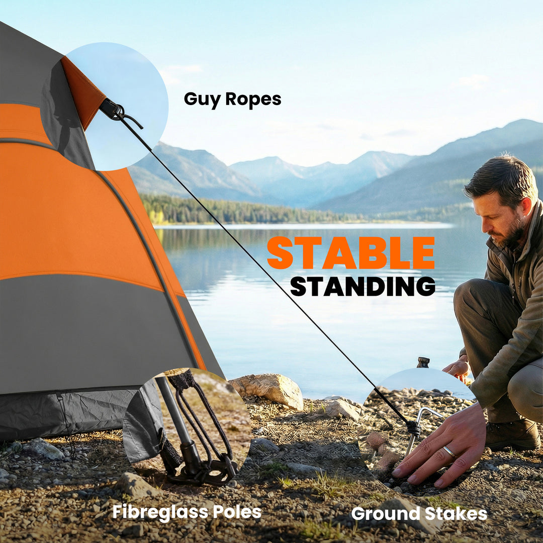 Double Layer Instant Pop Up Tent with Rainfly, Portable Camping Shelte