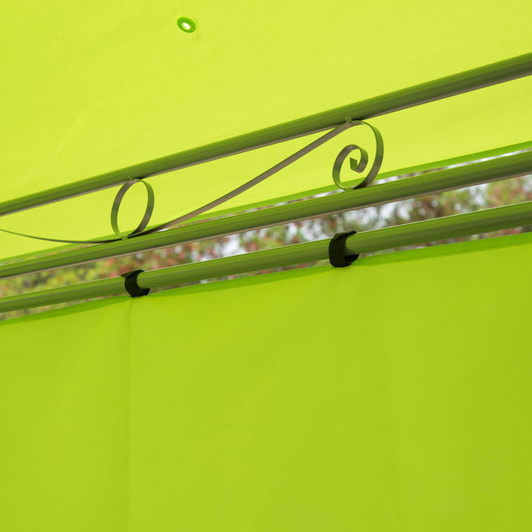 3 x 3(m) Garden Gazebo, Outdoor Gazebo Canopy Shelter with Curtains and Steel Frame for Lawn, Yard and Deck, Green