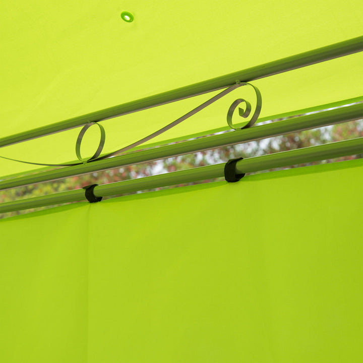 3 x 3(m) Garden Gazebo, Outdoor Gazebo Canopy Shelter with Curtains and Steel Frame for Lawn, Yard and Deck, Green