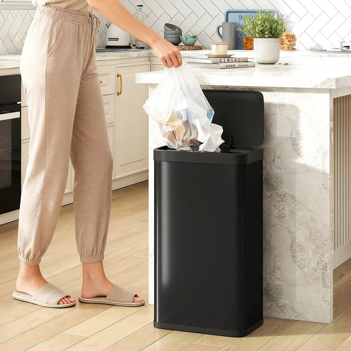 45L Stainless Steel Sensor Bin - Silver Tone