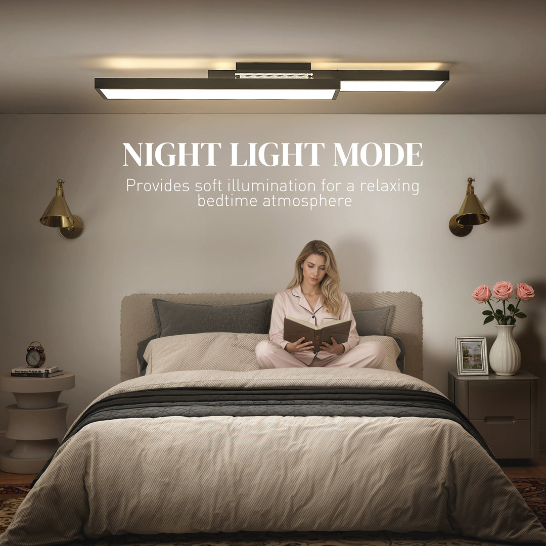 LED Ceiling Light, Modern Dimmable Ceiling Light with Wall Switch &amp; Remote Control, Flush Mount Ceiling Lamp with 3000-6000K Colour Temperatures for Living Room, Bedroom