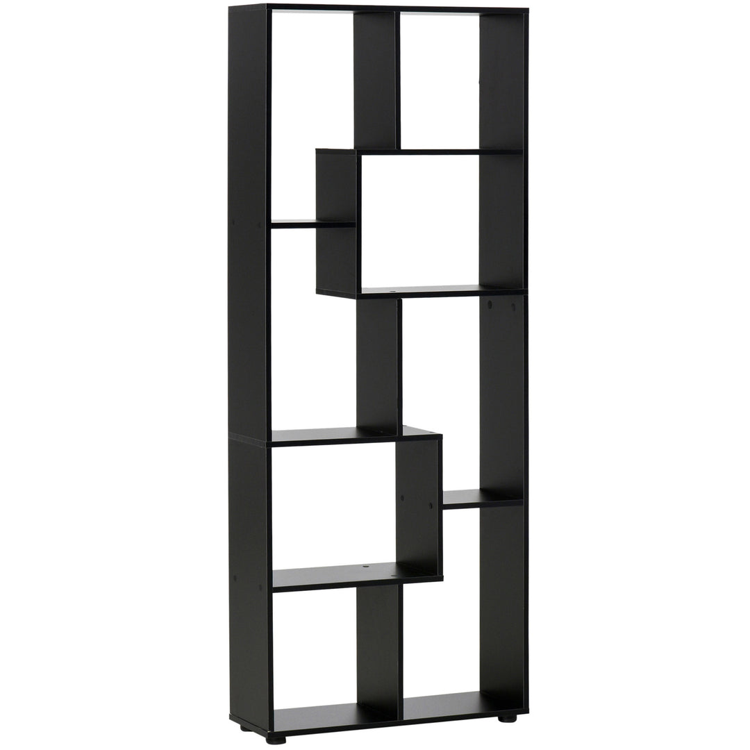 8-Tier Freestanding Bookcase w/ Melamine Surface Anti-Tipping Foot Pads Home Display Storage Grid Stand Bedroom Living Room Furniture Modern Style - Black