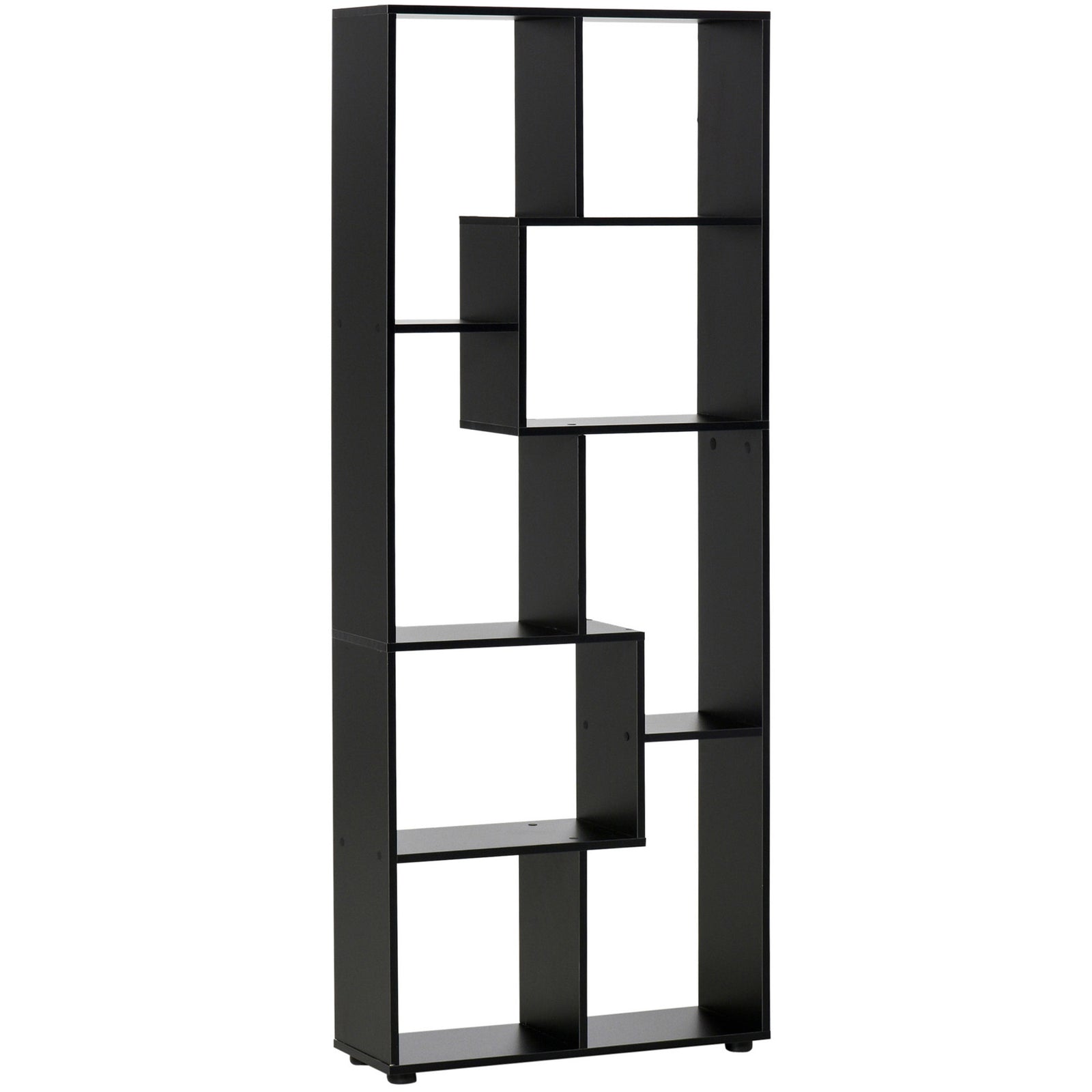 8-Tier Freestanding Bookcase w/ Melamine Surface Anti-Tipping Foot Pads Home Display Storage Grid Stand Bedroom Living Room Furniture Modern Style - Black