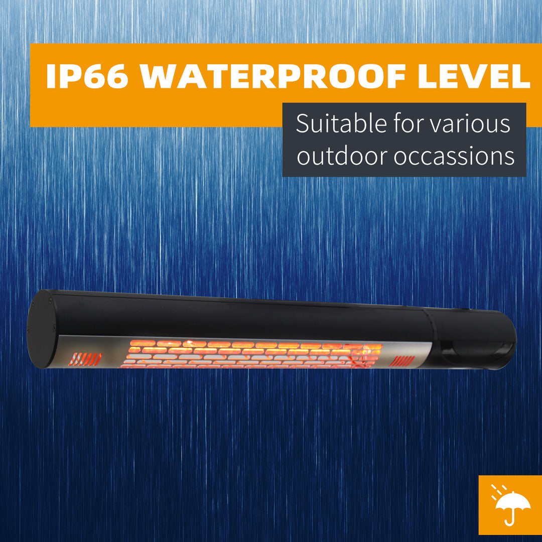 MCL Outdoor Patio Garden Warmer 1500W Wall Mounted Electric Infrared Halogen Heater with Remote Control Black