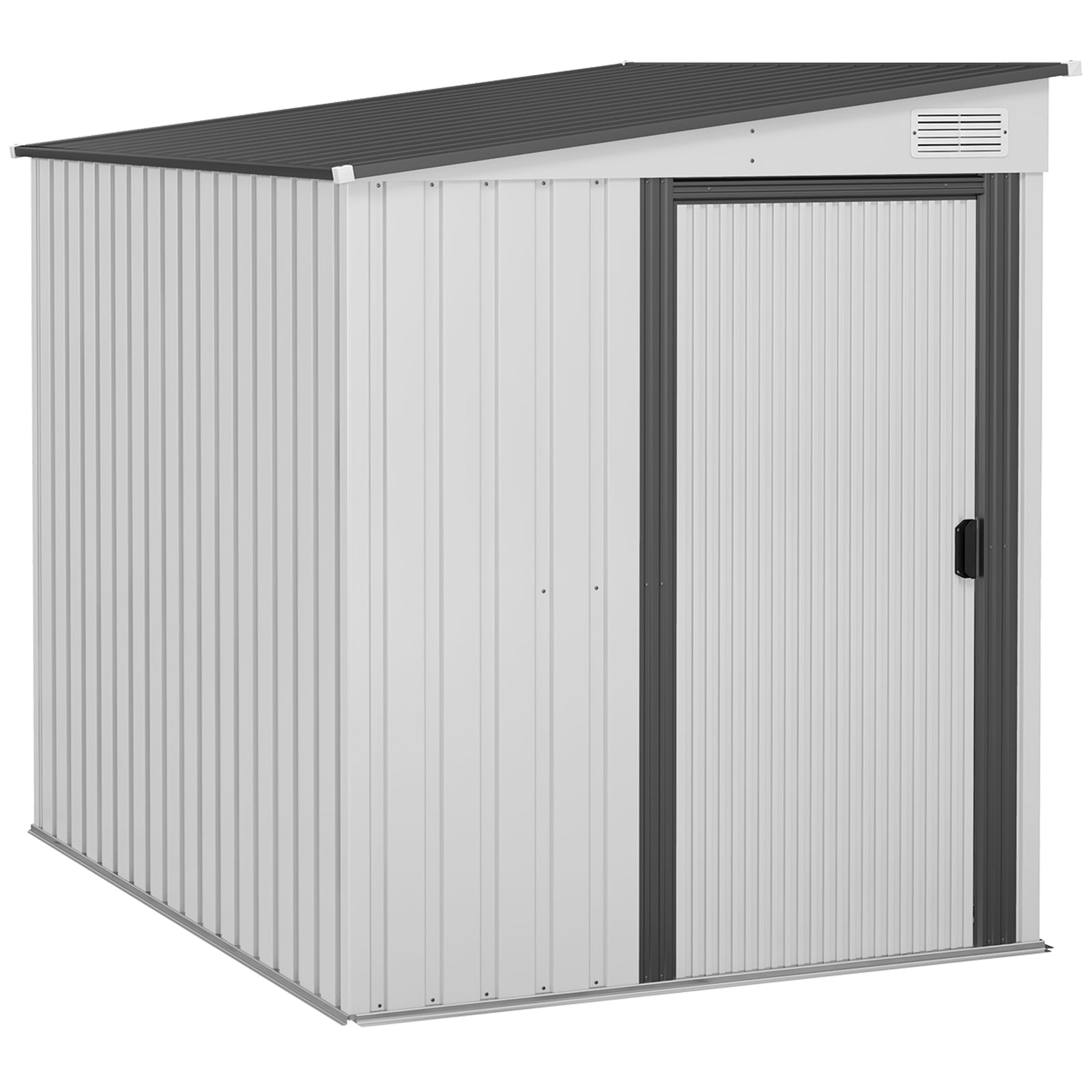 7 x 5ft Galvanised Metal Shed, with Sliding Door - White