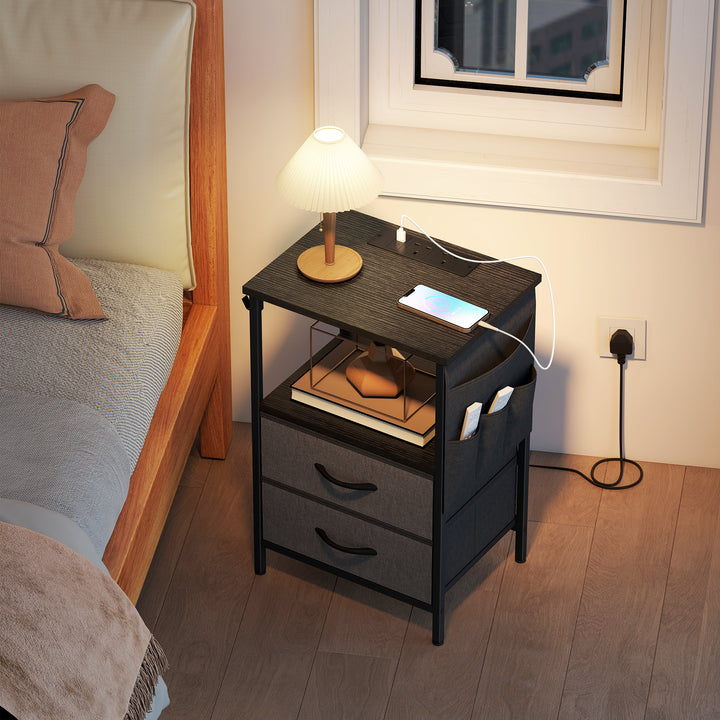 Bedside Table with Charging Station